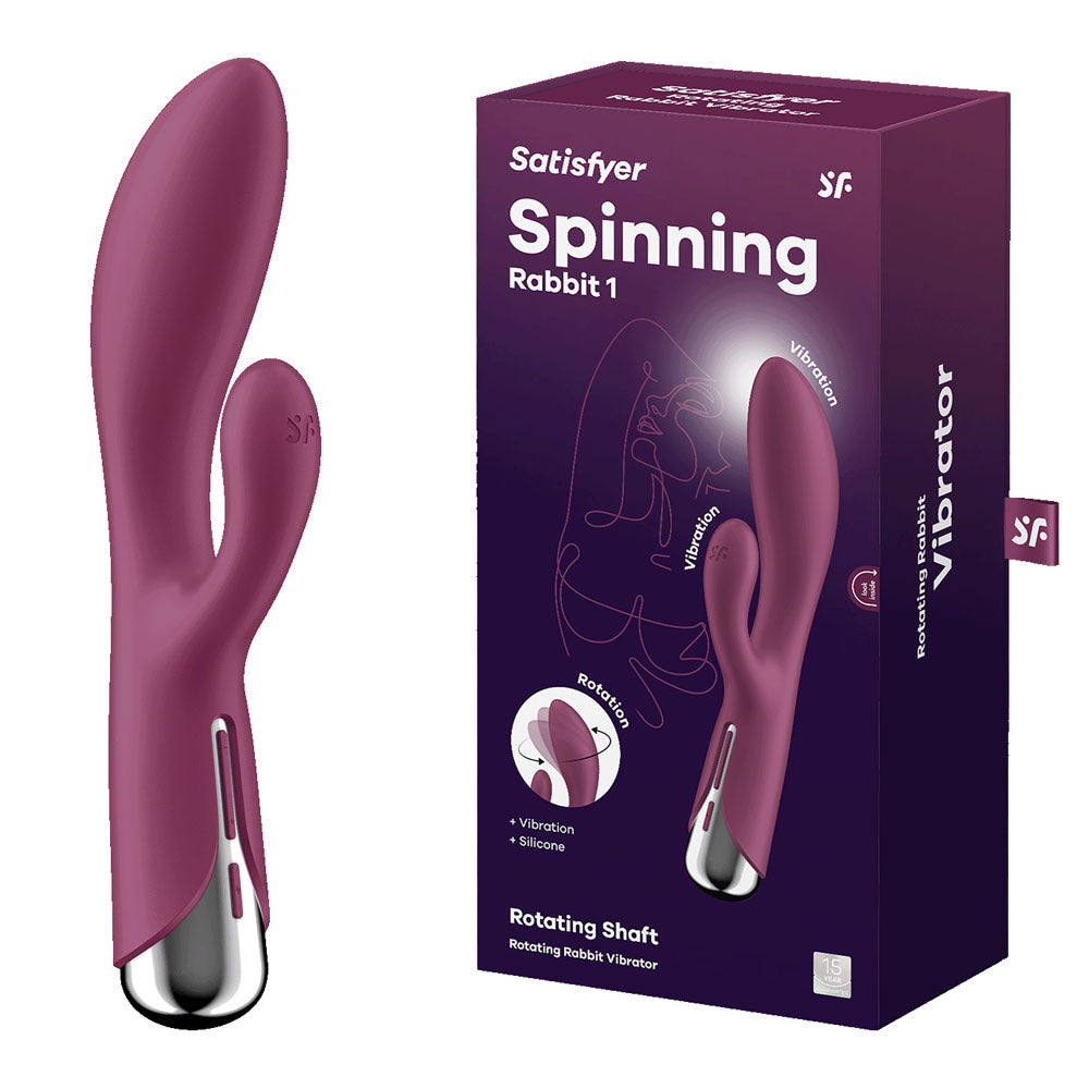 Satisfyer Spinning Rabbit 1 - Red - Red 20 cm USB Rechargeable Rotating Rabbit Vibrator - Just for you desires