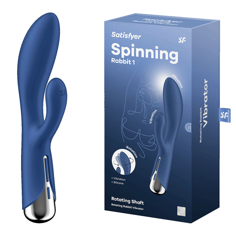 Satisfyer Spinning Rabbit 1 - Blue - Blue 20 cm USB Rechargeable Rotating Rabbit Vibrator - Just for you desires