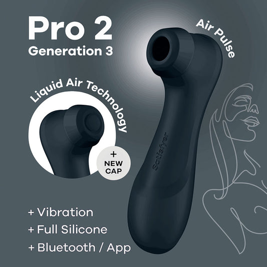 Satisfyer Pro 2 Generation 3 With Liquid Air Technology, Vibration And Bluetooth/App Black - Just for you desires