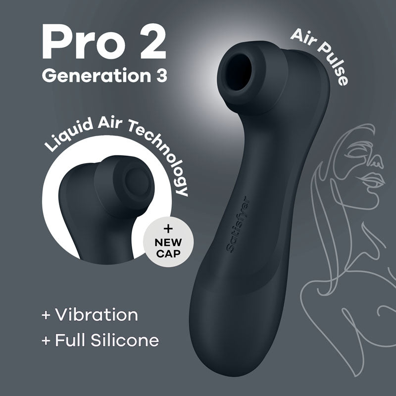Satisfyer Pro 2 Generation 3 - Dark Grey - Dark Grey Touch-Free USB-Rechargeable Clitoral Stimulator - Just for you desires