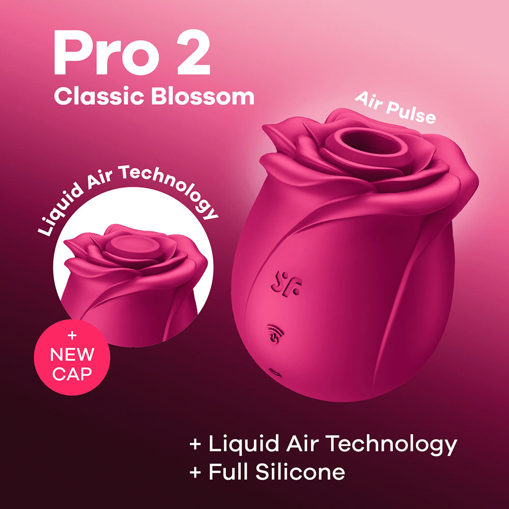 Satisfyer Pro 2 Classic Blossom - Red USB Rechargeable Air Pulse Rose Stimulator - Just for you desires