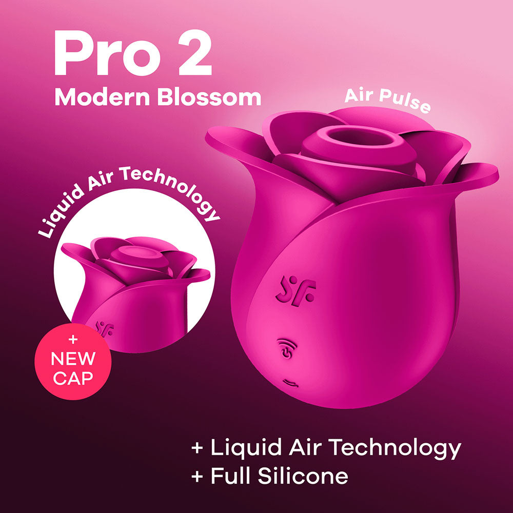 Satisfyer Pro 2 Modern Blossom - Modern Pink USB Rechargeable Air Pulse Rose Stimulator - Just for you desires