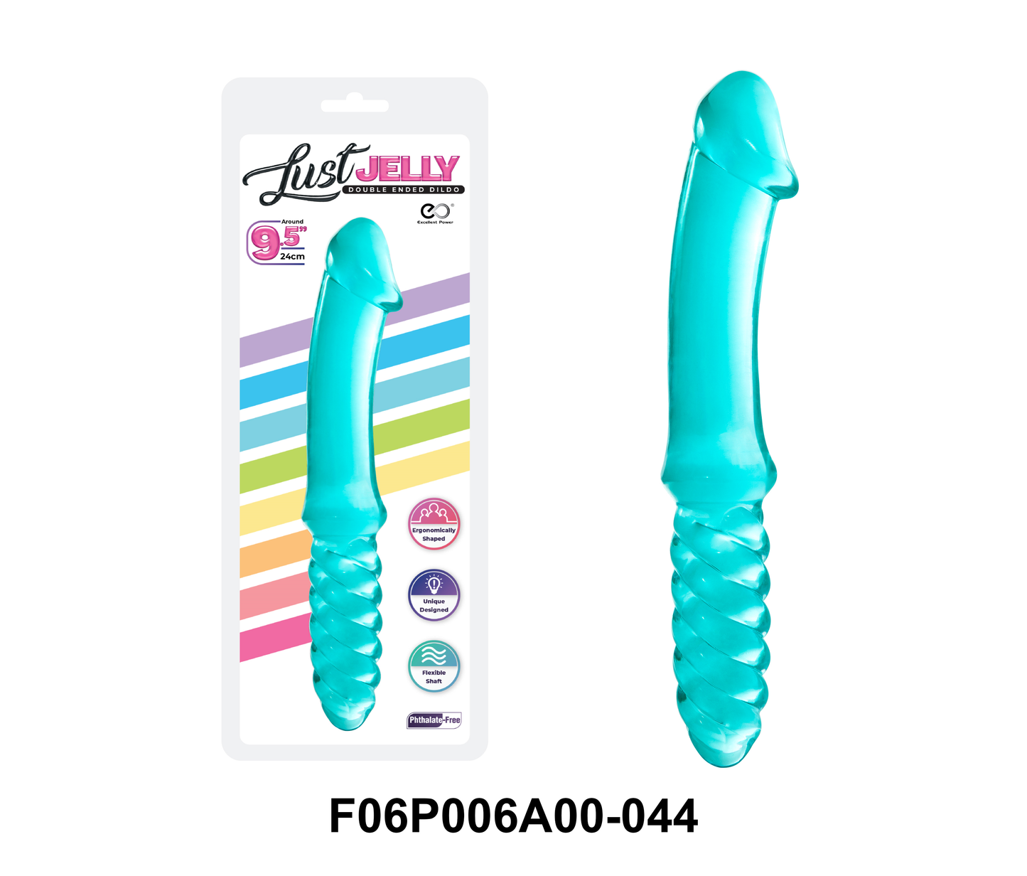 Lust Jelly Double Dong 9.5" Blue - Just for you desires