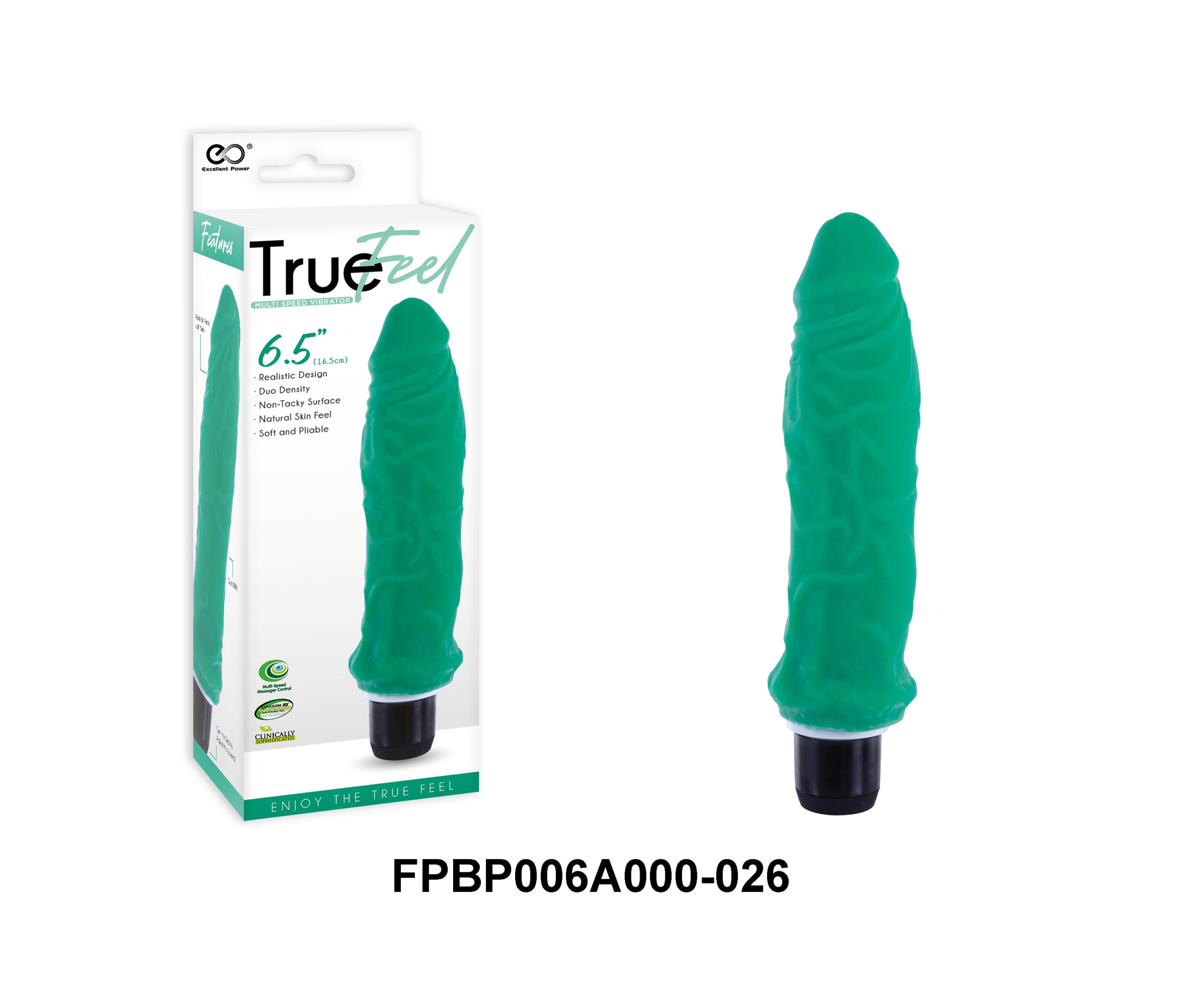 True Feel 6.5 Realistic Vibrator Green - Just for you desires