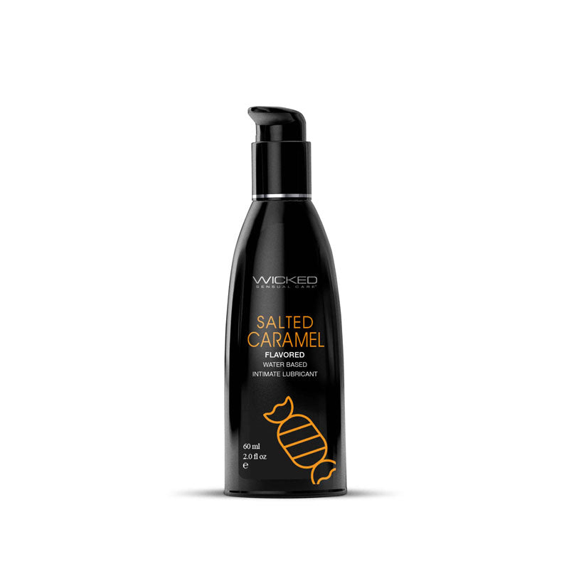 Wicked Aqua Salted Caramel - Salted Caramel Flavoured Water Based Lubricant - 60 ml (2 oz) Bottle - Just for you desires