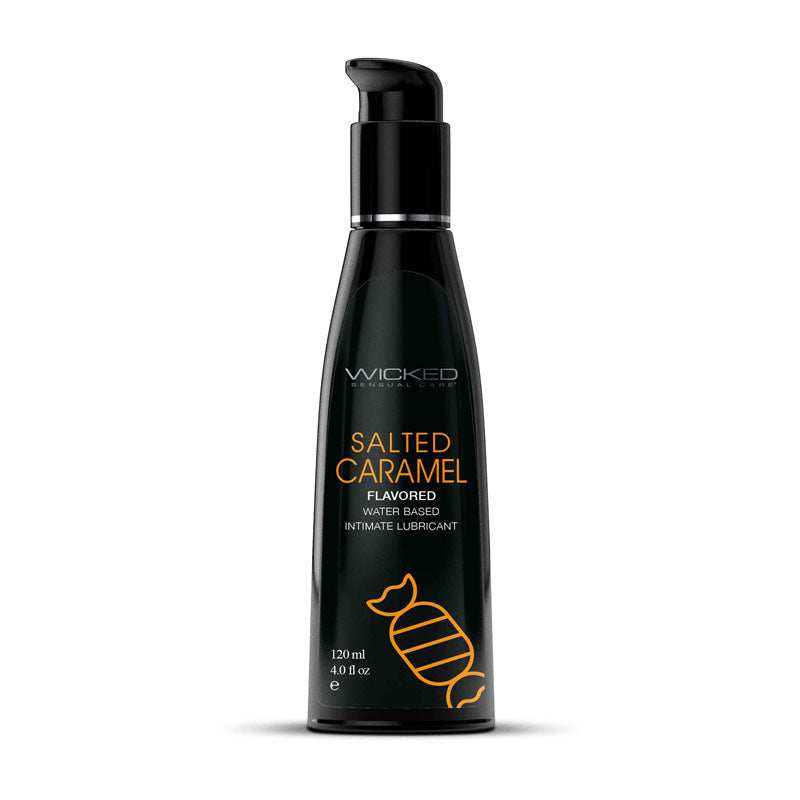 Wicked Aqua Salted Caramel - Salted Caramel Flavoured Water Based Lubricant - 120 ml (4 oz) Bottle - Just for you desires