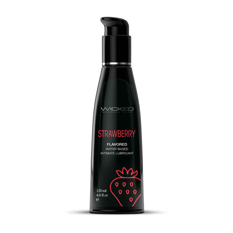 Wicked Aqua Strawberry - Strawberry Flavoured Water Based Lubricant - 120 ml (4 oz) Bottle - Just for you desires