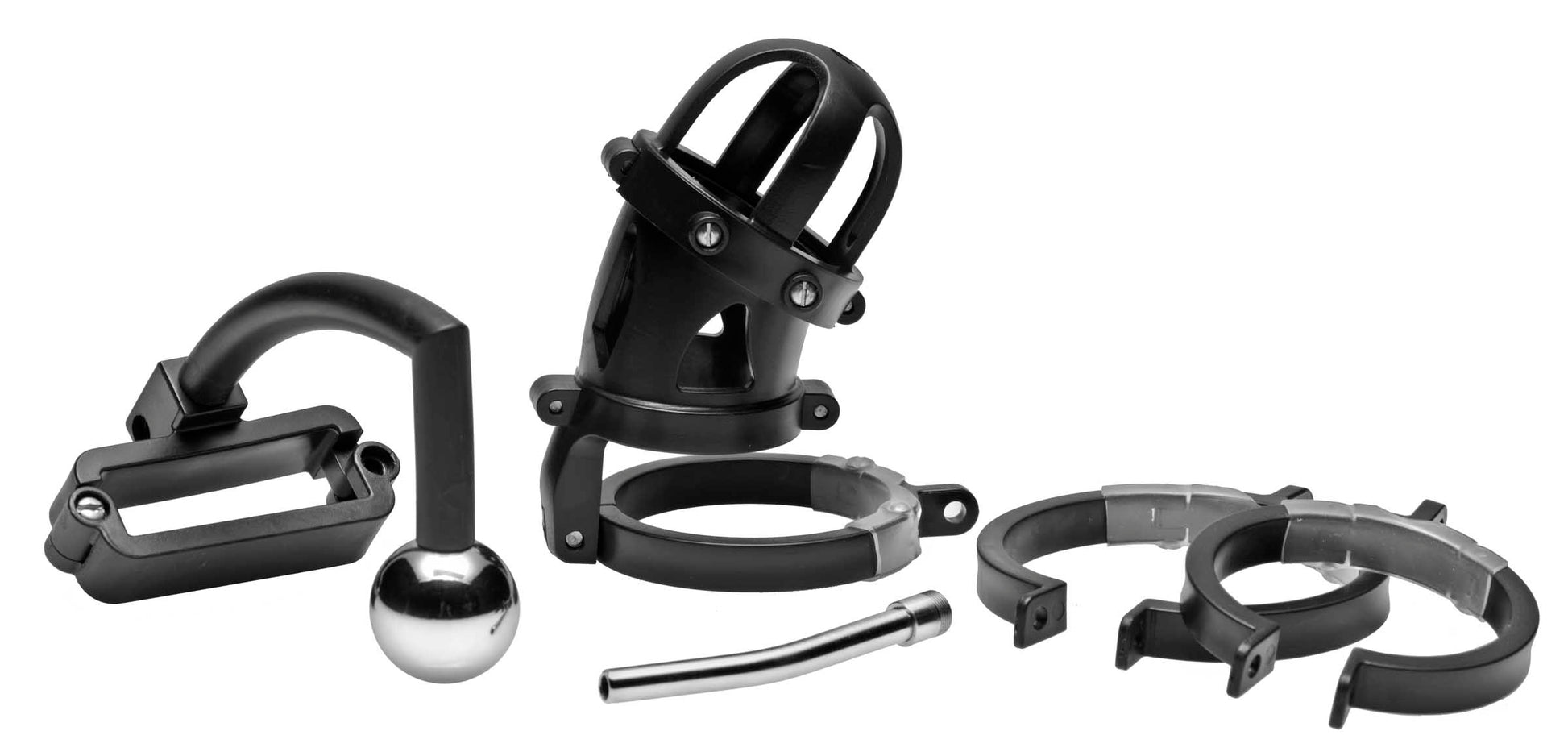 92034 - Oppressor Male Confinement Chastity Cage With Ball Clamp And Anal Hook - Just for you desires