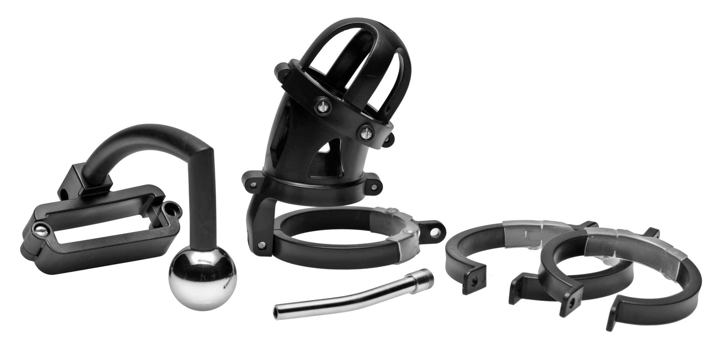 92034 - Oppressor Male Confinement Chastity Cage With Ball Clamp And Anal Hook - Just for you desires