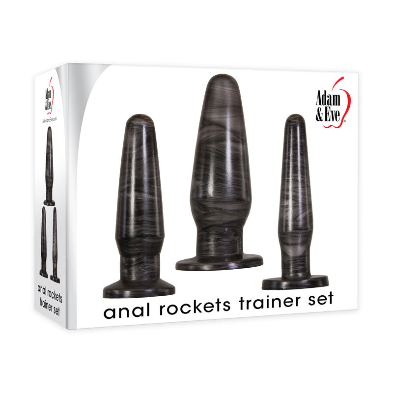 Adam & Eve ANAL ROCKETS TRAINER SET - Black Butt Plugs - Set of 3 Sizes - Just for you desires