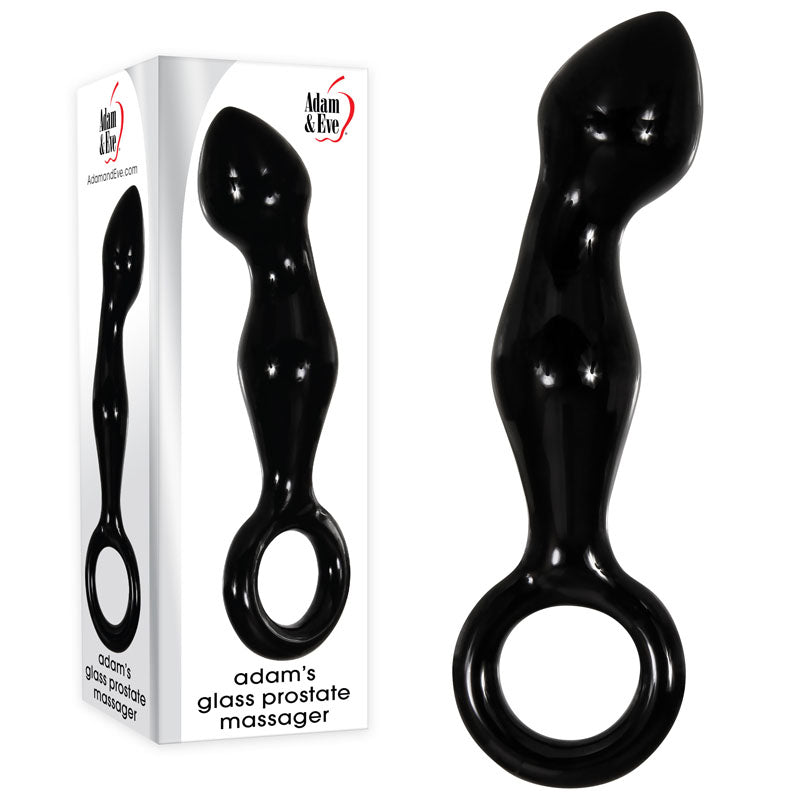 Adam & Eve ADAMS GLASS PROSTATE MASSAGER - Black Glass 16.6 cm Prostate Massager - Just for you desires