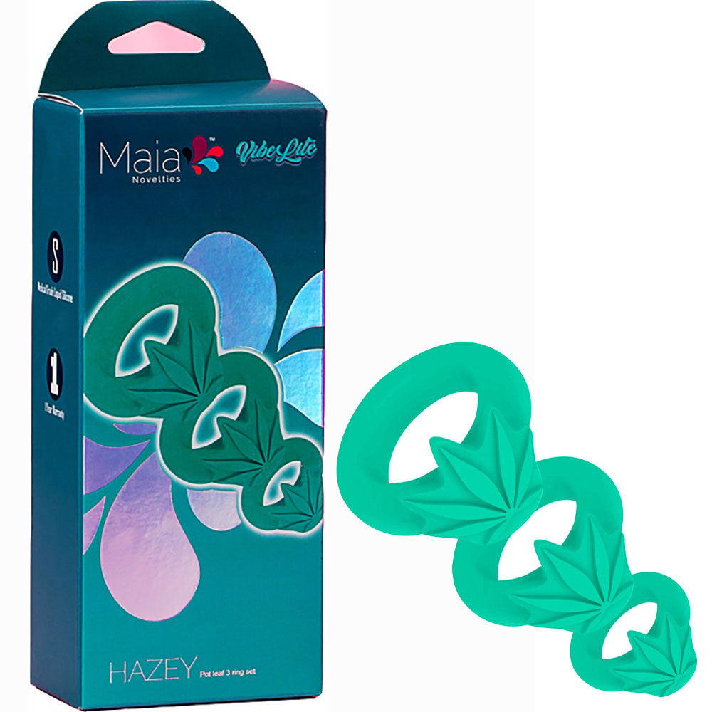 Maia HAZEY - Green Pot Leaf Cock Rings - Set of 3 - Just for you desires