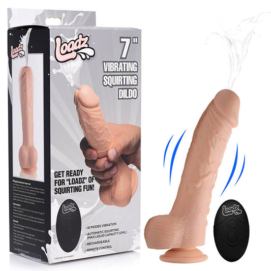 Loadz 7 Inch Vibrating Squirting Dildo with Remote - Just for you desires