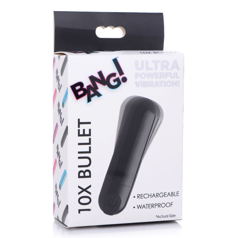 Bang! 10 X Rechargeable Vibrating Metallic Bullet Black - Just for you desires