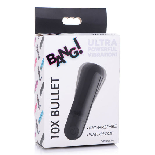 Bang! 10 X Rechargeable Vibrating Metallic Bullet Black