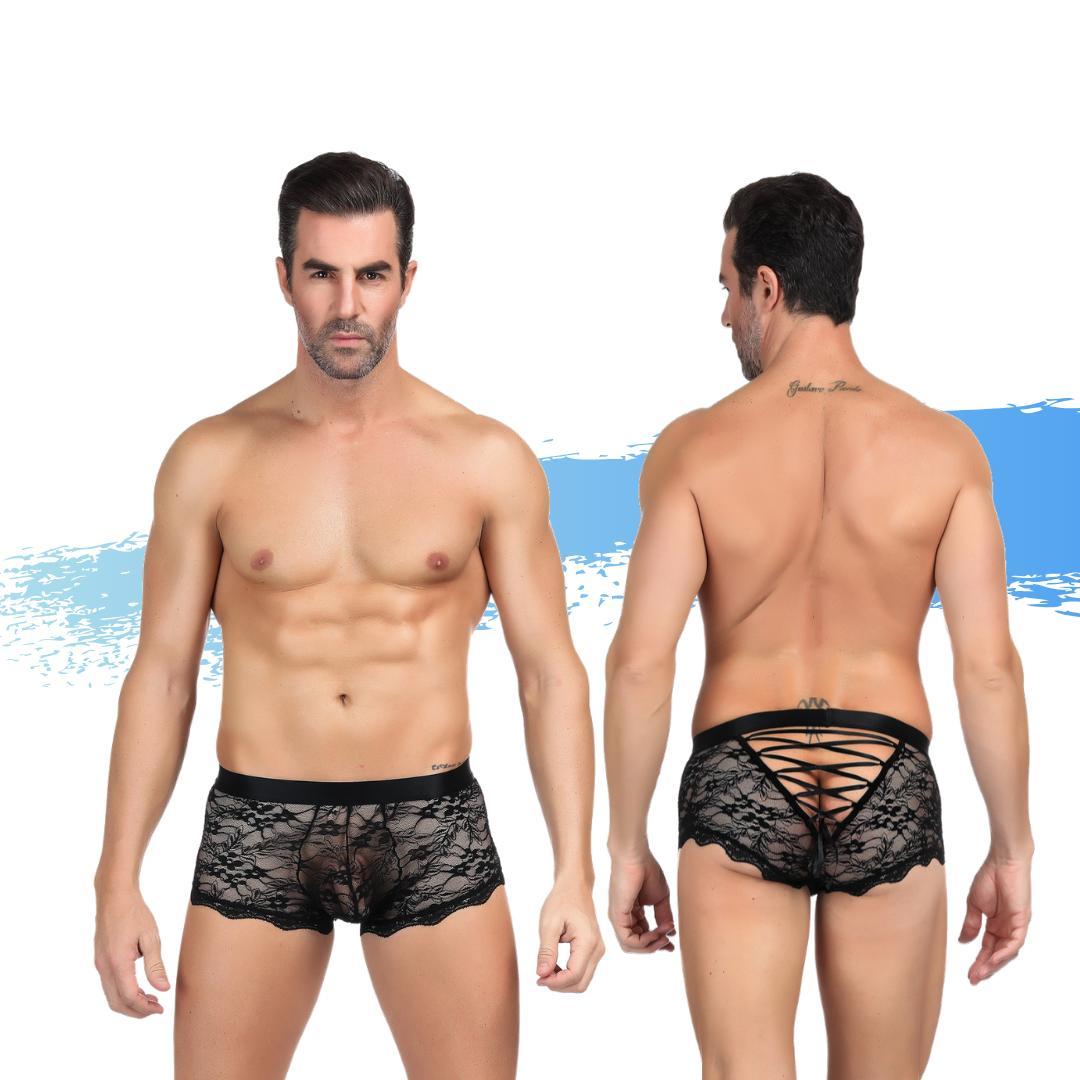 Ashella Lingerie Mica Lace Boxer Brief Black - Just for you desires