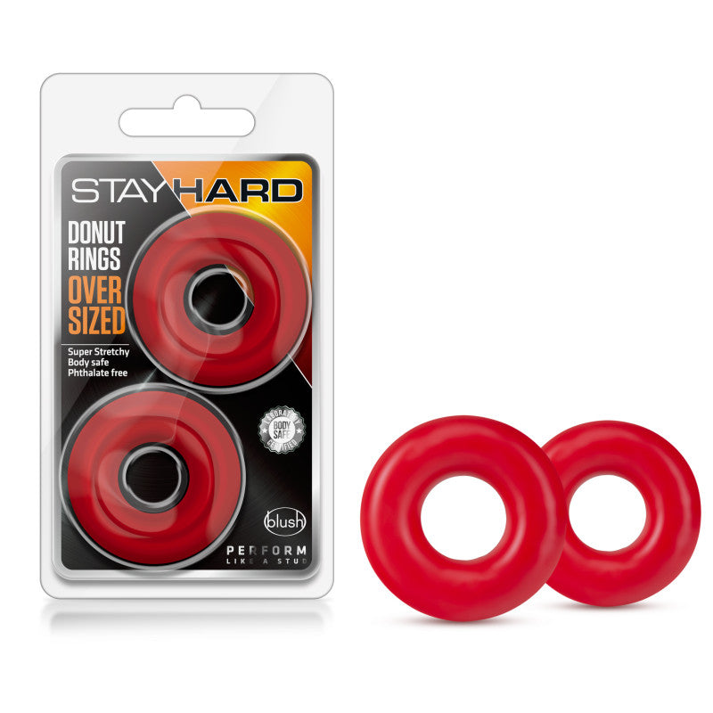 Stay Hard - Donut Rings Oversized - Red Large Cock Rings - Set of 2 - Just for you desires