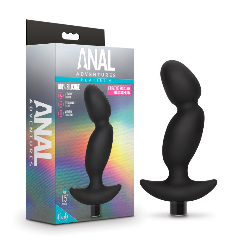 Anal Adventures Platinum Vibrating Prostate Massager 04 - Black 16.5 cm USB Rechargeable Prostate Massager - Just for you desires