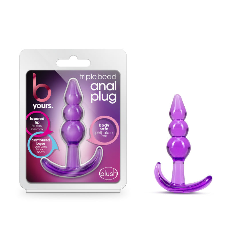 B Yours Triple Bead Anal Plug - Purple 9.5 cm Butt Plug - Just for you desires