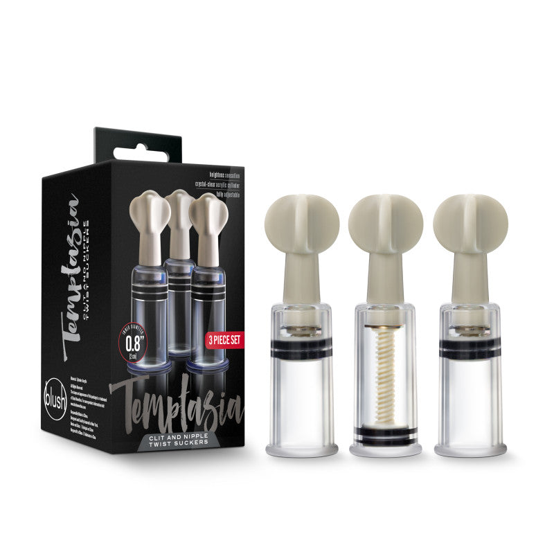 Temptasia Clit & Nipple Twist Suckers - Clear Suckers - Set of 3 - Just for you desires