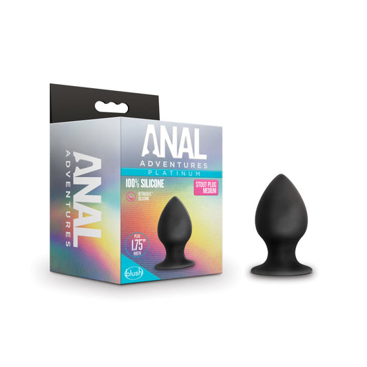 Anal Adventures Platinum Anal Stout Plug - Medium - Black 7.6 cm Medium Butt Plug - Just for you desires
