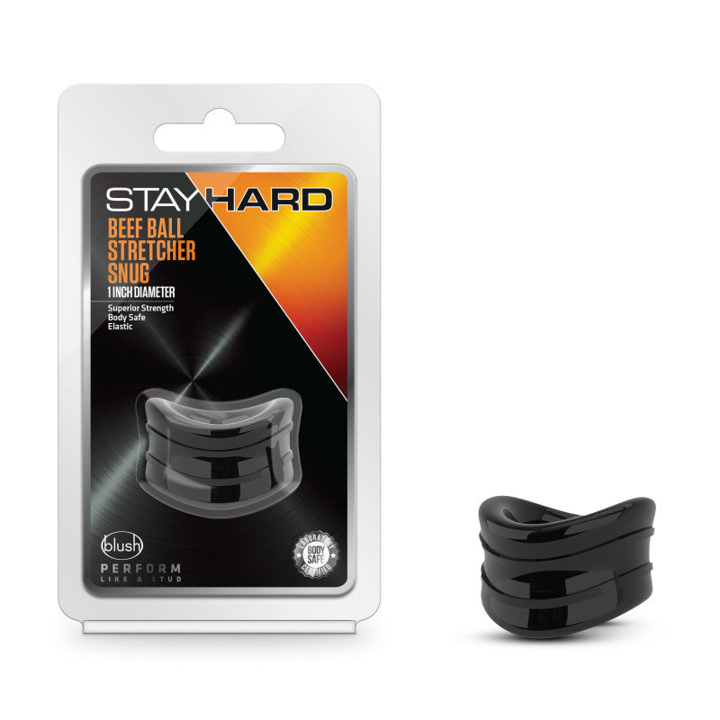 Stay Hard Beef Ball Stretcher Snug - Black 2.5 cm Ball Stretcher Ring - Just for you desires