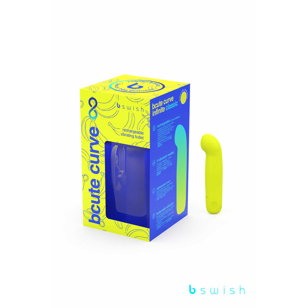 Bcute Curve Infinite Classic Limited Edition - Citrus Yellow - Yellow 10 cm USB Rechargeable Vibrator with Limited Edition Storage Case - Just for you desires