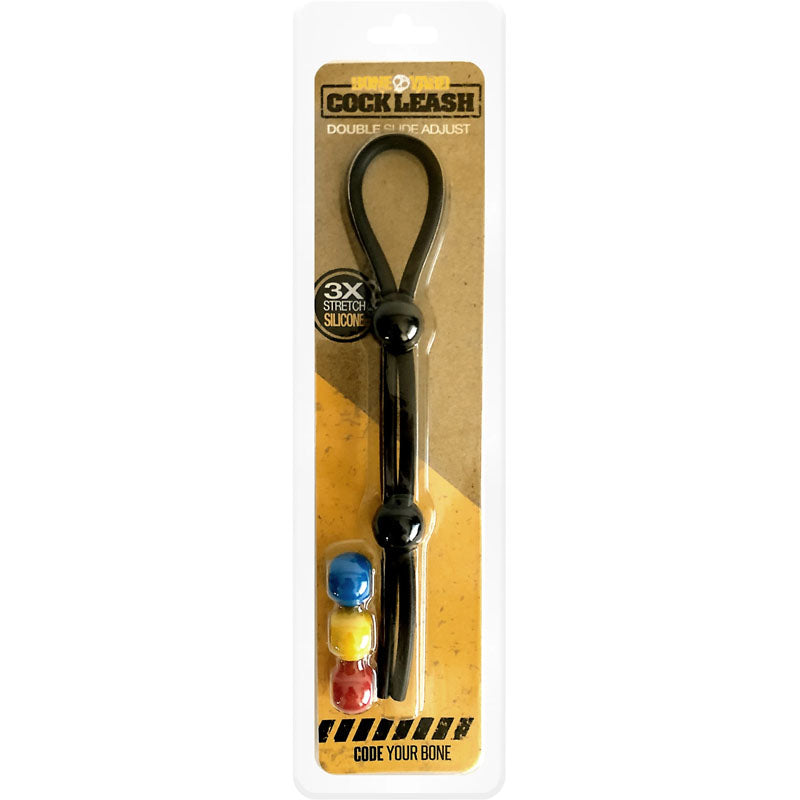 Boneyard Cock Leash Double - Black Adjustable Cock Lasso Ring - Just for you desires