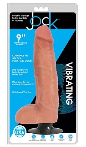 Jock 8" Vibrating Dong With Balls Vanilla - Just for you desires
