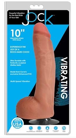 Jock 10" Vibrating Dong With Balls Vanilla - Just for you desires