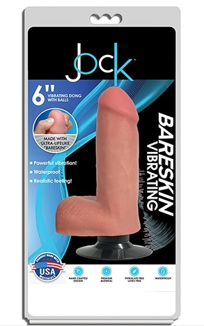 Jock 6" Bareskin Vibrating Dong With Balls Vanilla - Just for you desires