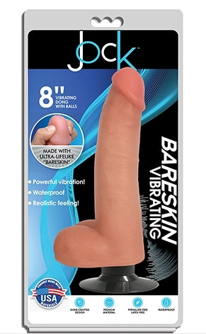 Jock 8" Bareskin Vibrating Dong With Balls Vanilla - Just for you desires