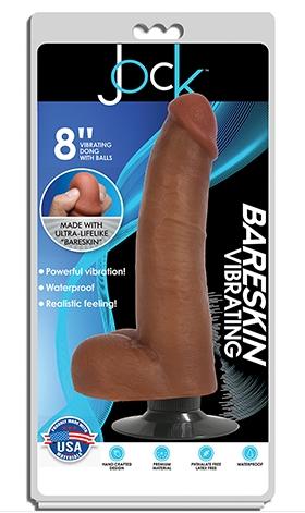 Jock 8" Bareskin Vibrating Dong With Balls Latte - Just for you desires