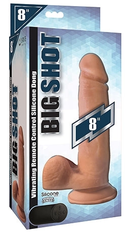 Big Shot 8" Vibrating Wireless Rechargeable Silicone Dildo W/Balls - Just for you desires