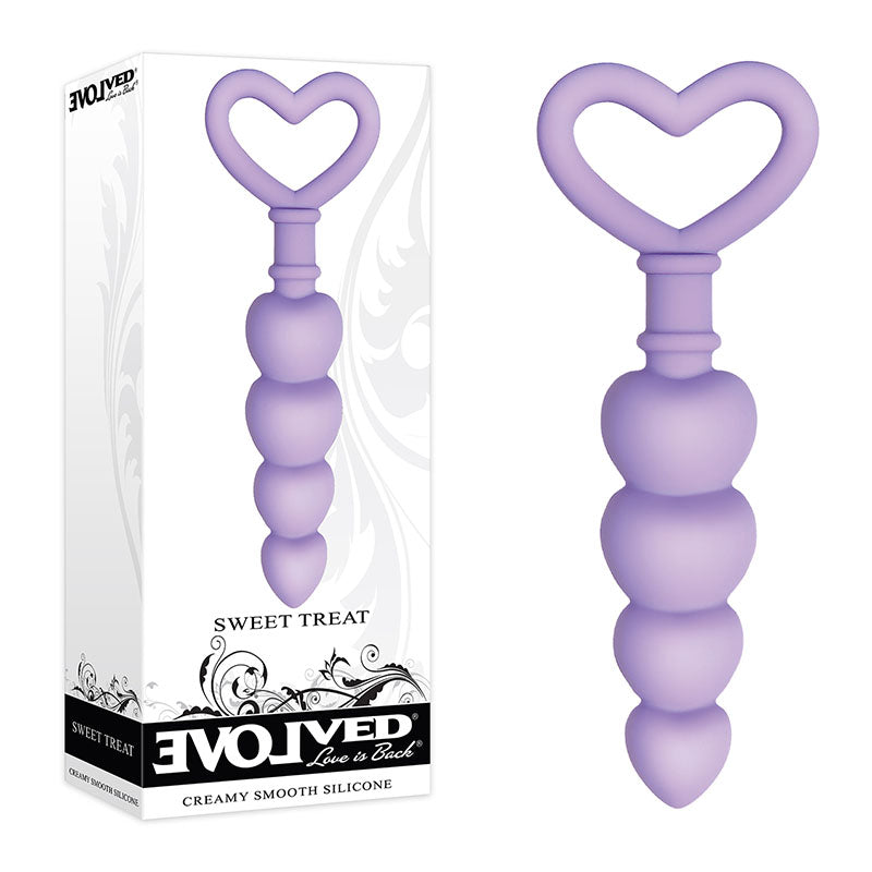 Evolved Sweet Treat - Purple 11.5 cm Beaded Butt Plug with Handle - Just for you desires