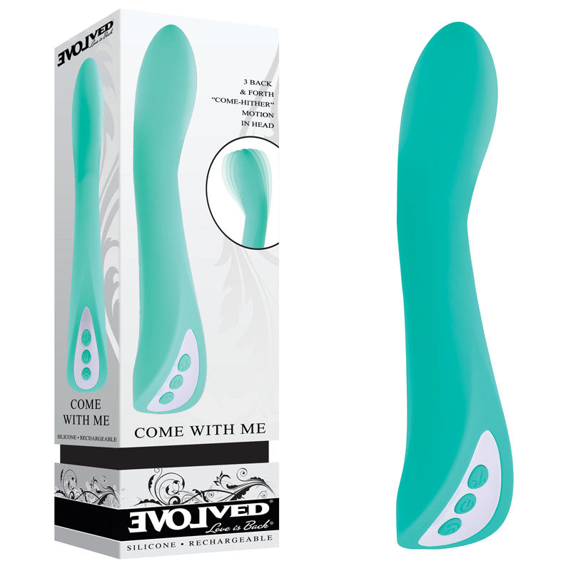 Evolved COME WITH ME - Teal 20.3 cm USB Rechargeable Vibrator with Flicking Head - Just for you desires