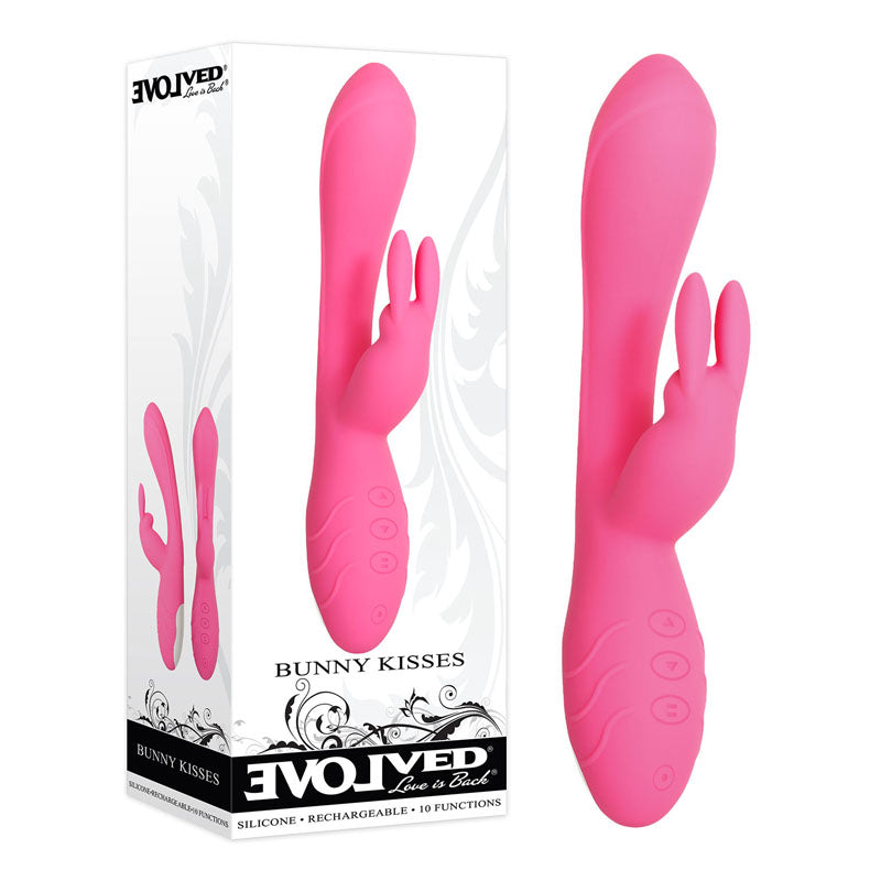 Evolved Bunny Kisses - Pink 20 cm USB Rechargeable Rabbit Vibrator - Just for you desires