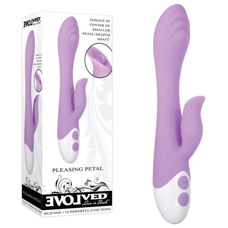 Evolved PLEASING PETAL - Lilac 19.7 cm USB Rechargeable Rabbit Vibrator - Just for you desires