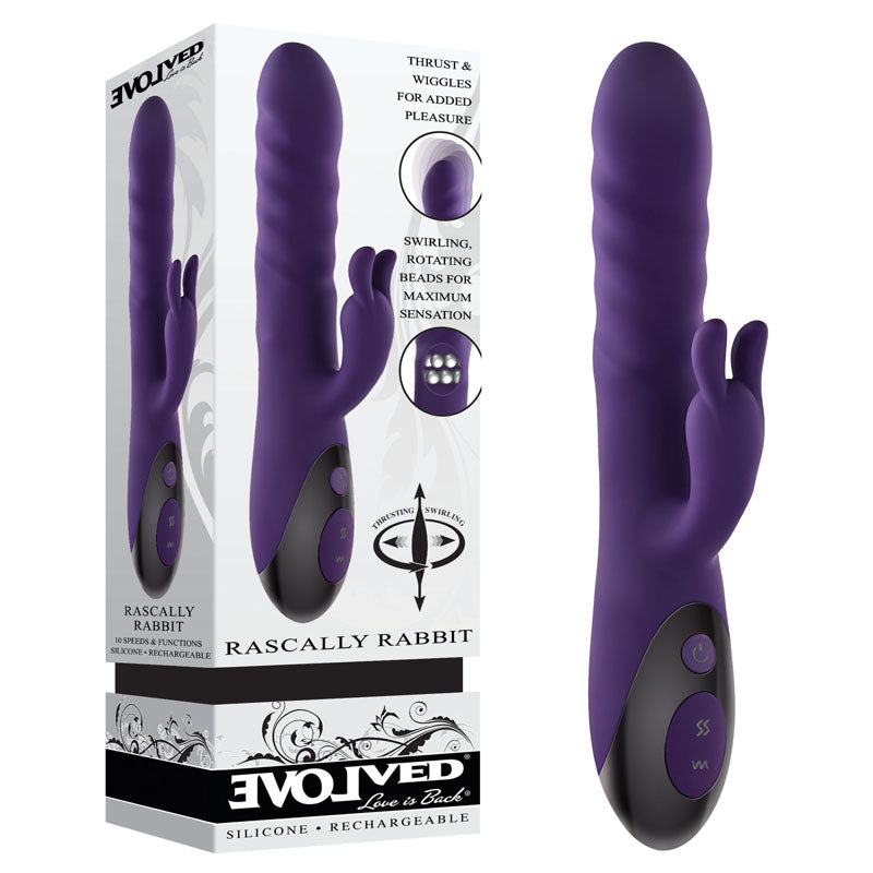Evolved RASCALLY RABBIT - Purple 22.9 cm USB Rechargeable Rabbit Vibrator - Just for you desires