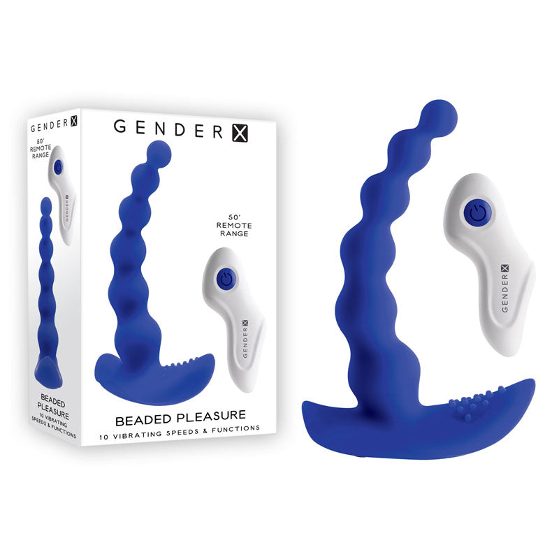 Gender X BEADED PLEASURE - Blue 11.4 cm USB Rechargeable Vibrating Anal Beads with Remote - Just for you desires
