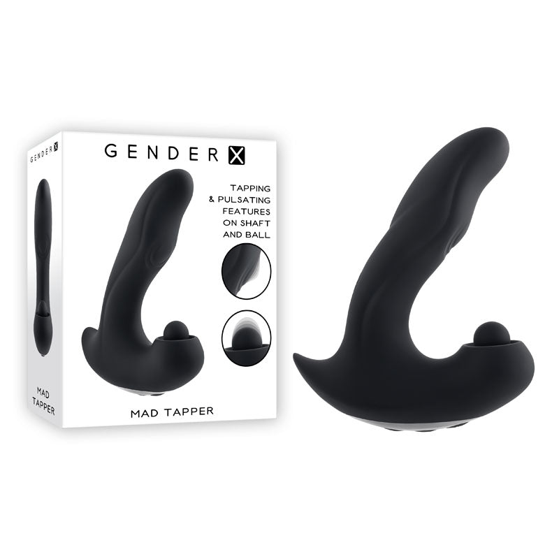 Gender X MAD TAPPER - Black USB Rechargeable Double Tapping Vibrating Massager - Just for you desires