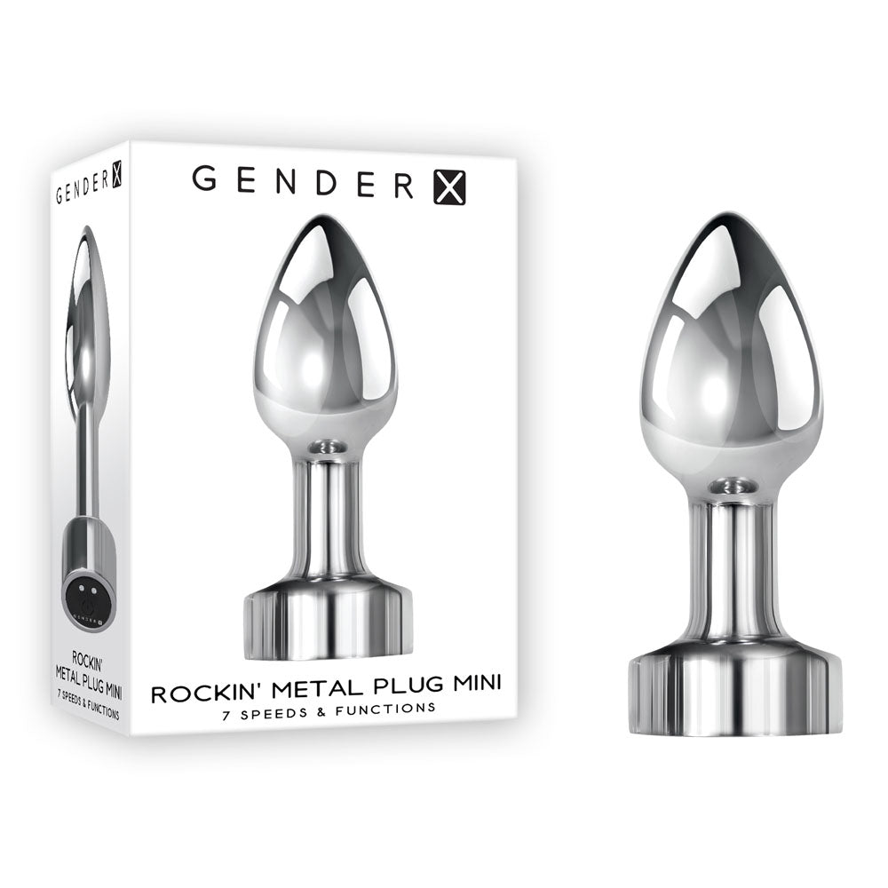 Gender X ROCKIN METAL PLUG MINI - Chrome 7.8 cm USB Rechargeable Vibrating Mini Butt Plug - Just for you desires