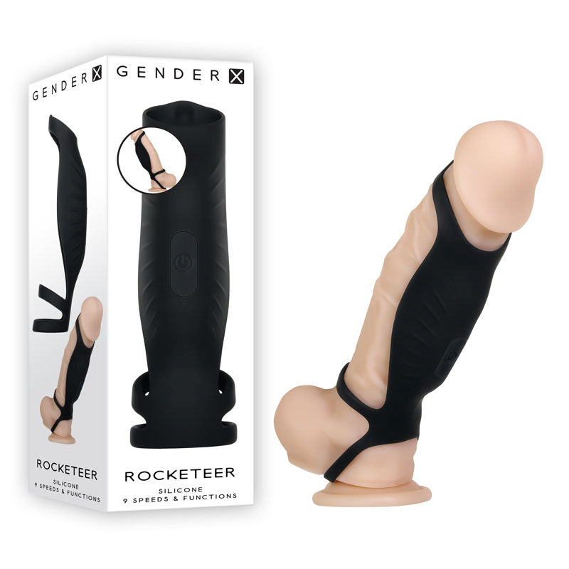 Gender X ROCKETEER - Black USB Rechargeable Vibrating Penis Sleeve - Just for you desires