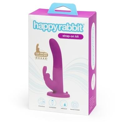 Happy Rabbit Rechargeable Vibrating Strap on Harness Set Purple - Just for you desires