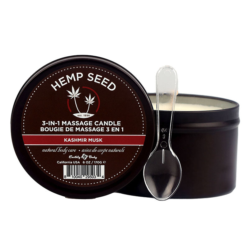 Hemp Seed 3-In-1 Massage Candle - Kashmir Musk (Brandy, Magnolia & Vanilla Musk) - 170 g - Just for you desires