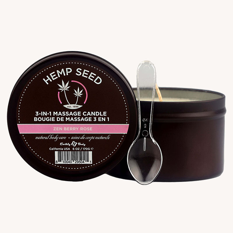 Hemp Seed 3-In-1 Massage Candle - Zen Berry Rose (Blackberry, Yellow Rose & Amber) - 170 g - Just for you desires