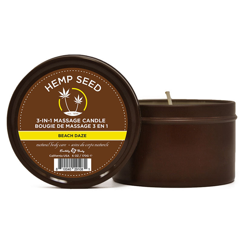 Hemp Seed 3-In-1 Massage Candle - Beach Daze (Coconut & Pineapple) Scented - 170 g - Just for you desires