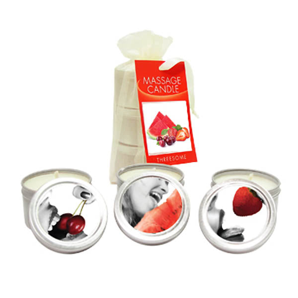 Edible Massage Candle Threesome - Cherry, Strawberry & Melon Flavoured Candles - 3 Pack - Just for you desires