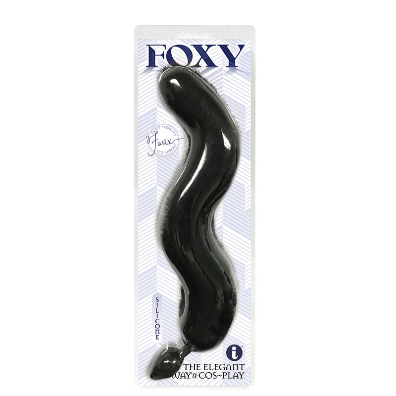 Foxy Fox Tail Silicone Butt Plug - Black - 46 cm Tail - Just for you desires