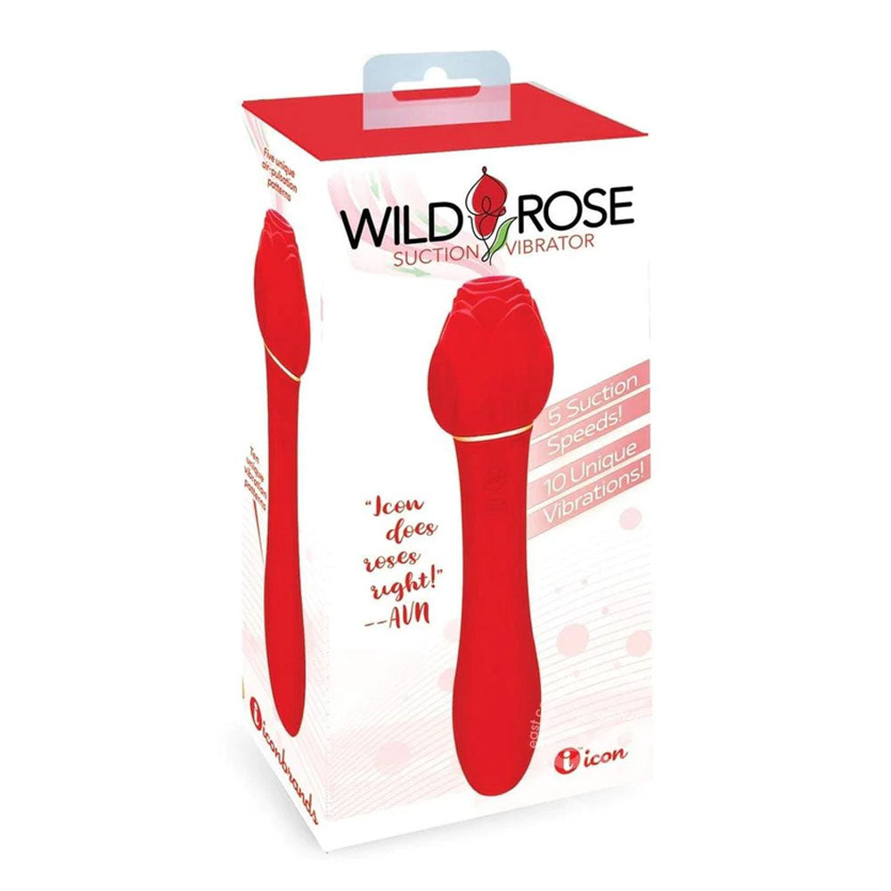 Wild Rose Suction Vibrator - Red USB Rechargeable Air Pulse Stimulator and Vibrator - Just for you desires